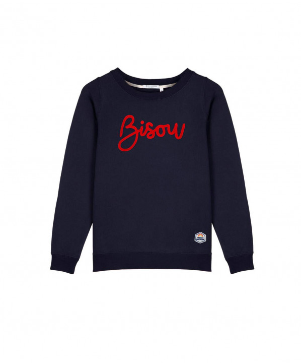 Magasin ski Paris : Sweatshirt femme Bisou  Coupe:Femme Couleur:Bleu marine 