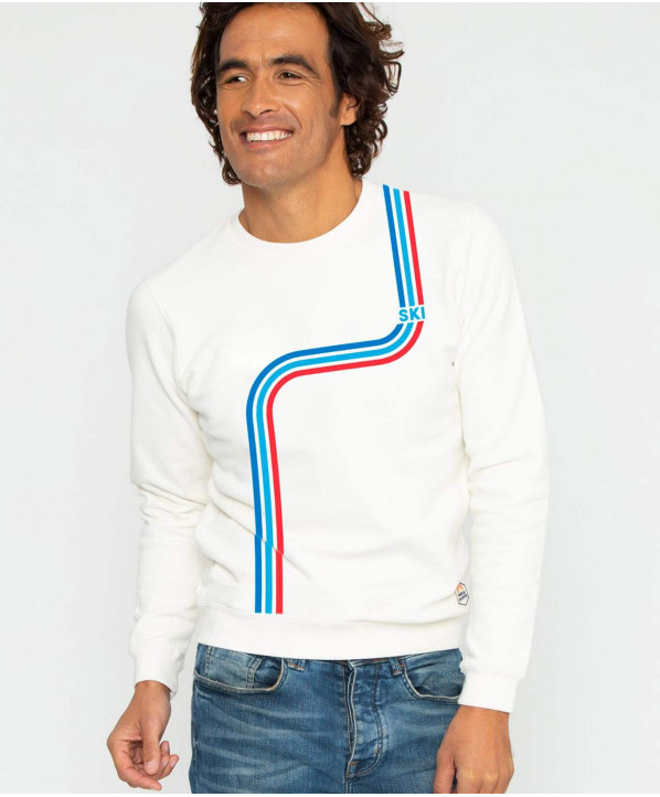 Magasin ski Paris : Sweatshirt homme Ski Lines  Coupe:Homme Couleur:Beige 