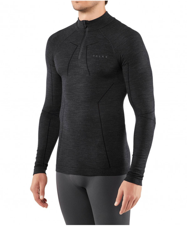 ski shop Paris : Wool Tech Zip Men's underwear top  Gender:Men Couleur:Black 