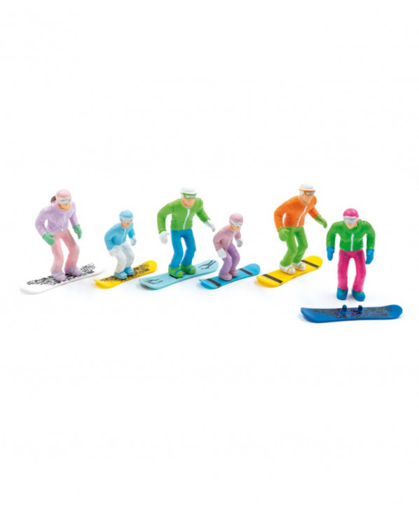 ski shop Paris : 6 STANDING FIGURINES SNOWBOARD JC 1/32  